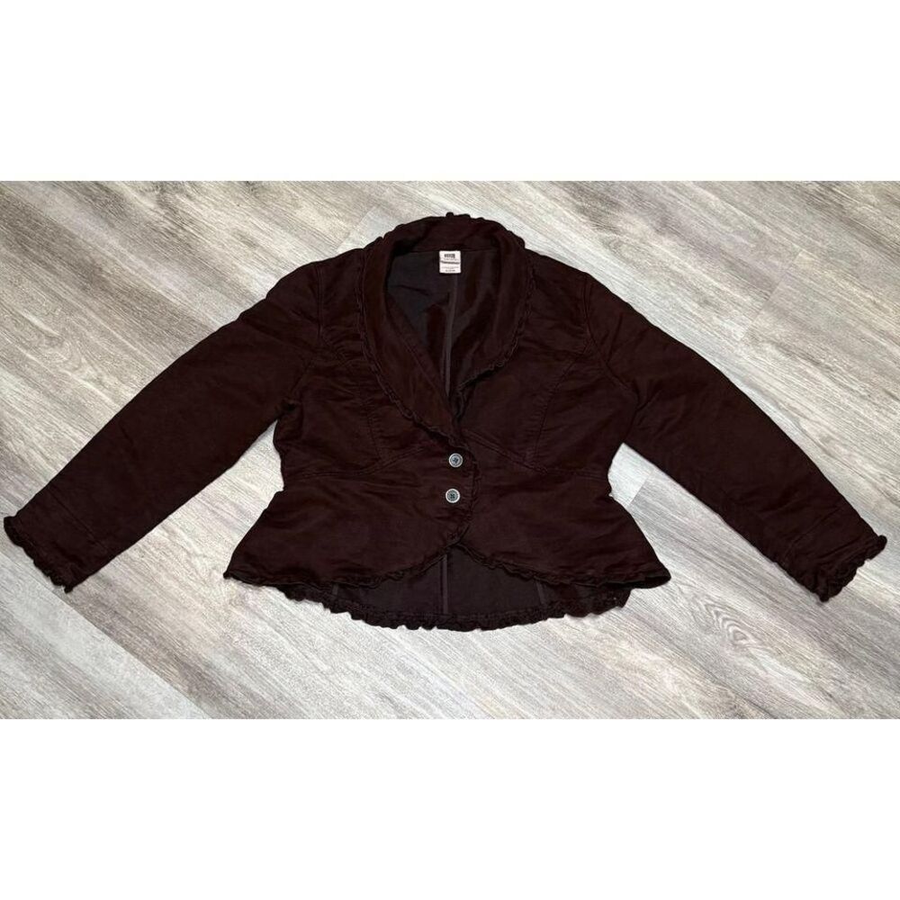 Faded Glory Dark Brn Microsuede Indoor or Lightweight Outdoor 2 Button Jacket XL